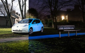 Электромобиль Nissan LEAF покрасили новой люминесцентной краской