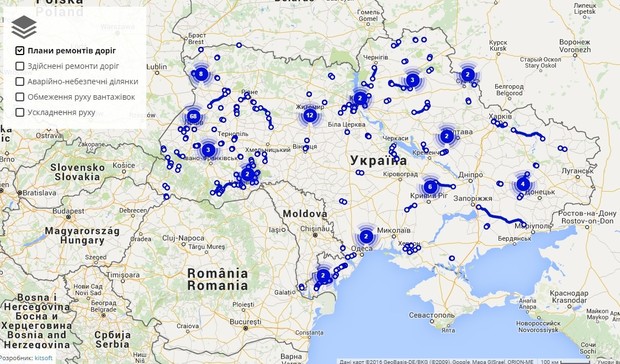 Где ведут ремонт дорог: В Украине запустили интерактивную карту