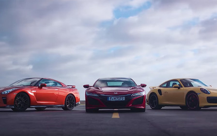 Видео: Acura NSX, Nissan GT-R и Porsche 911 Turbo сравнили в скорости