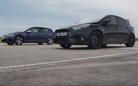 Видео: Ford Focus RS и Volkswagen Golf R сразились в дрэге